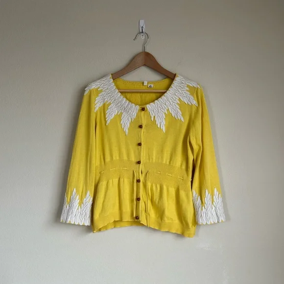 Anthropologie Moth Twee Cotton Lace Knit Cardigan - Picture 1 of 12